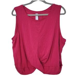 Core 10 Twist Front Knot Cropped Sleeveless Pink Active Top Women Sz 3XL